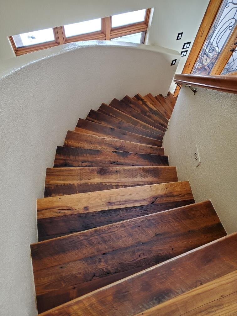 Beautiful wood staircase from Yanon's Hardwood Flooring in Telluride, CO