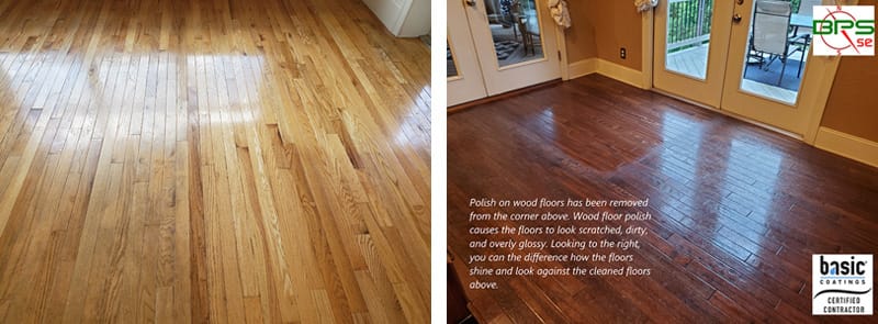 Wood floor polish removal and restoration;