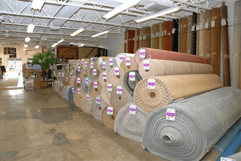 Our carpet rolls at Britt's Carpet Outlet stacked high and priced to sell