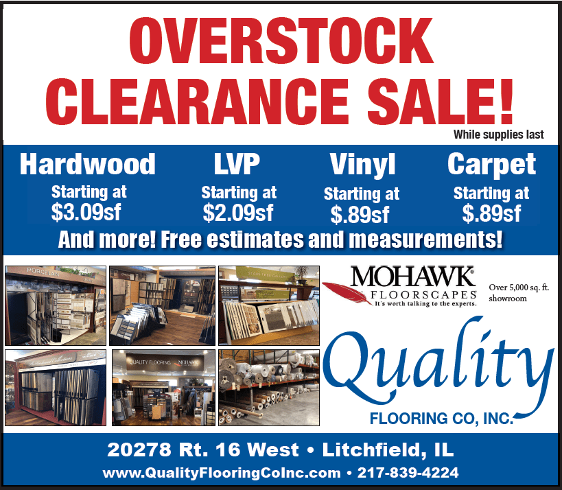 Overstock Clearance Sale at Quality Flooring Co., Inc. in Litchfield, IL