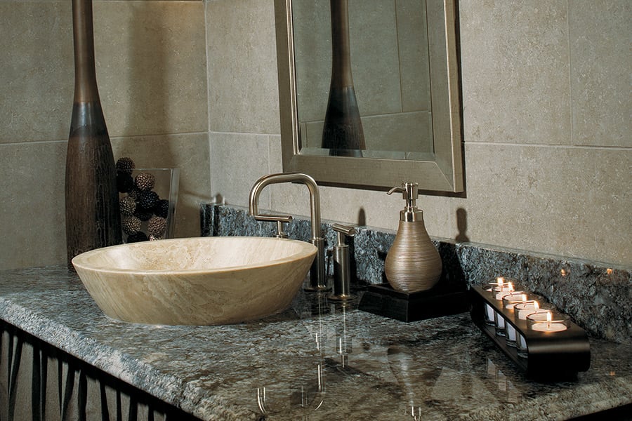 Glass tile backsplash installation in Amarillo, TX from Gowdy Flooring