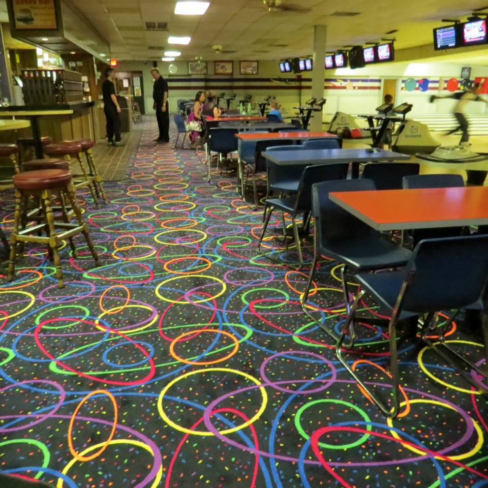 Fun commercial carpeting at a Bowling alley in Port Huron, MI from Independent Floor Covering