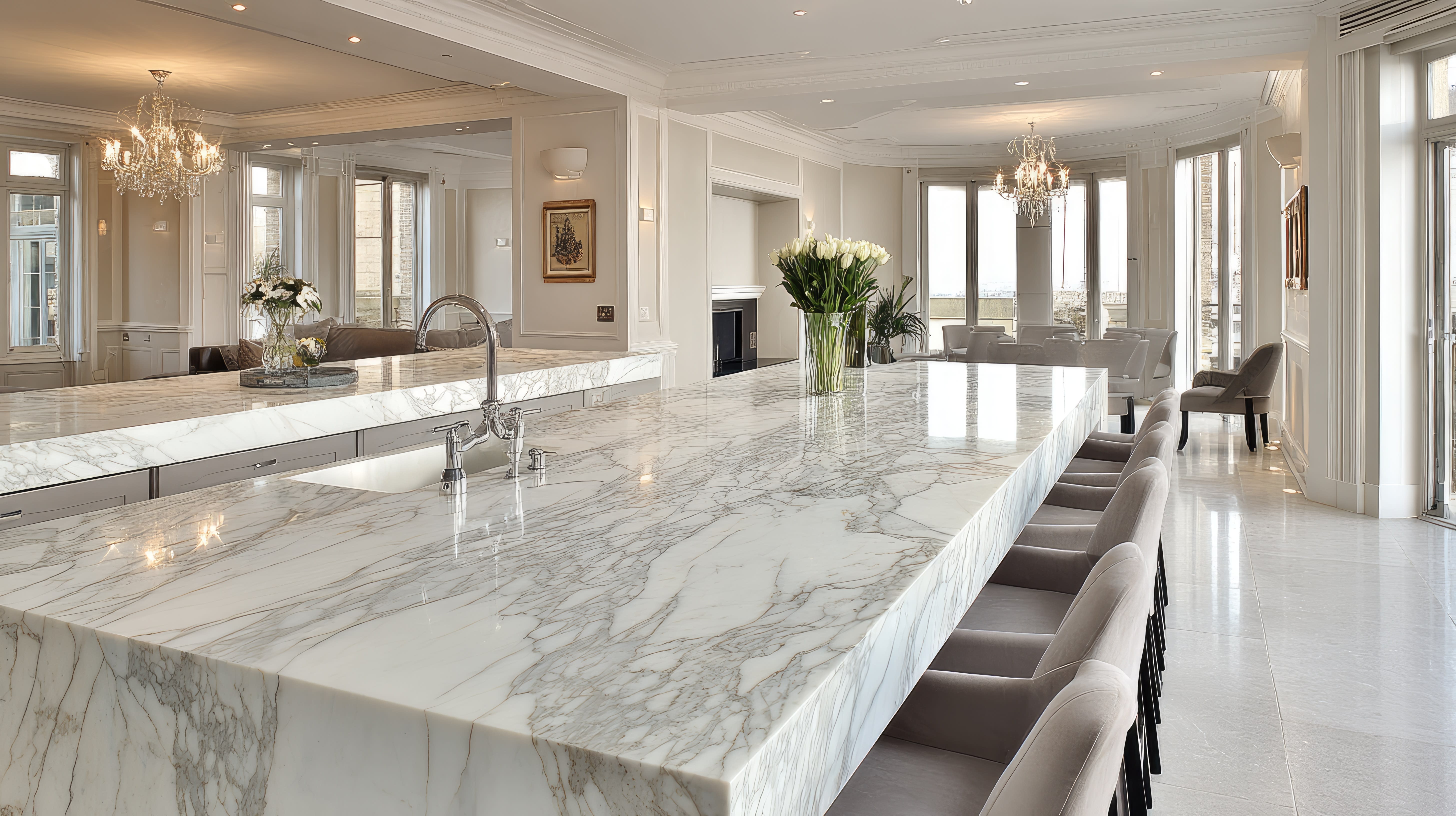 Designer kitchen countertop and island