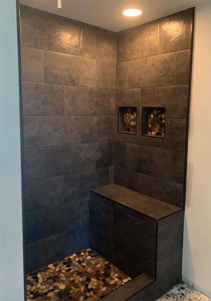 Beautiful bathroom tile work by Sandoval Flooring LLC in Gordo, AL