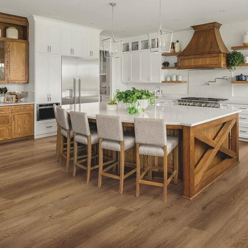 modern rustic hardwood flooring in kitchen