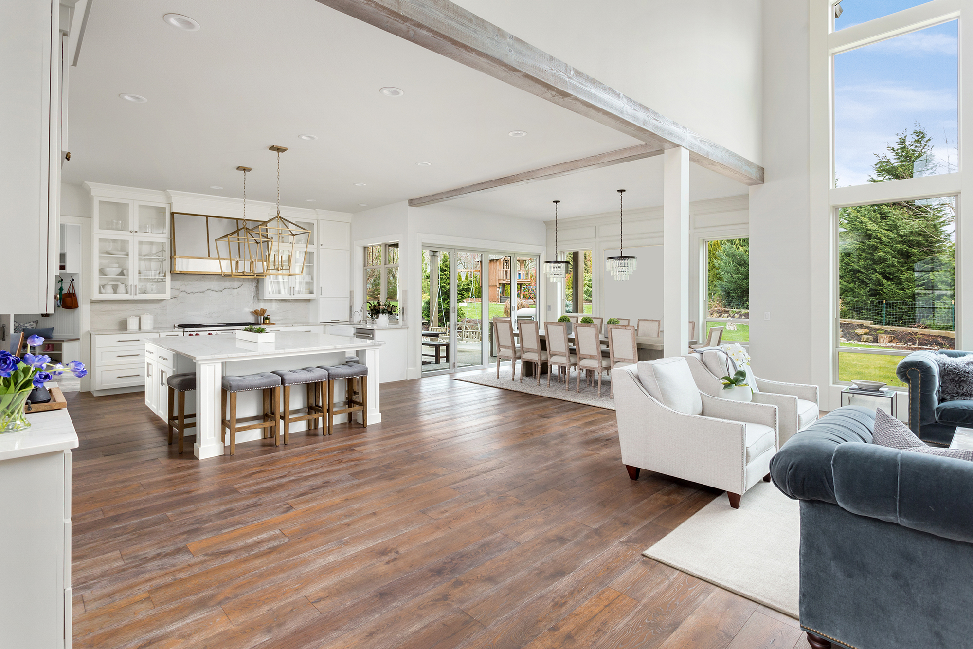 Vinyl Floors in a large open space living leading to the kitchen by Carpet to Go in Bellevue WA