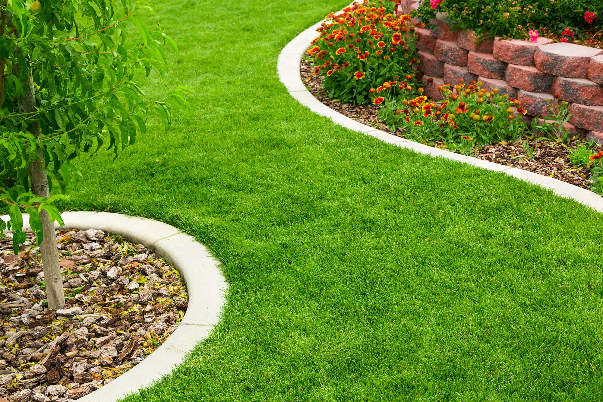 Artificial Grass design in on the side of a house by Sports Turf in Dalton Georgia.