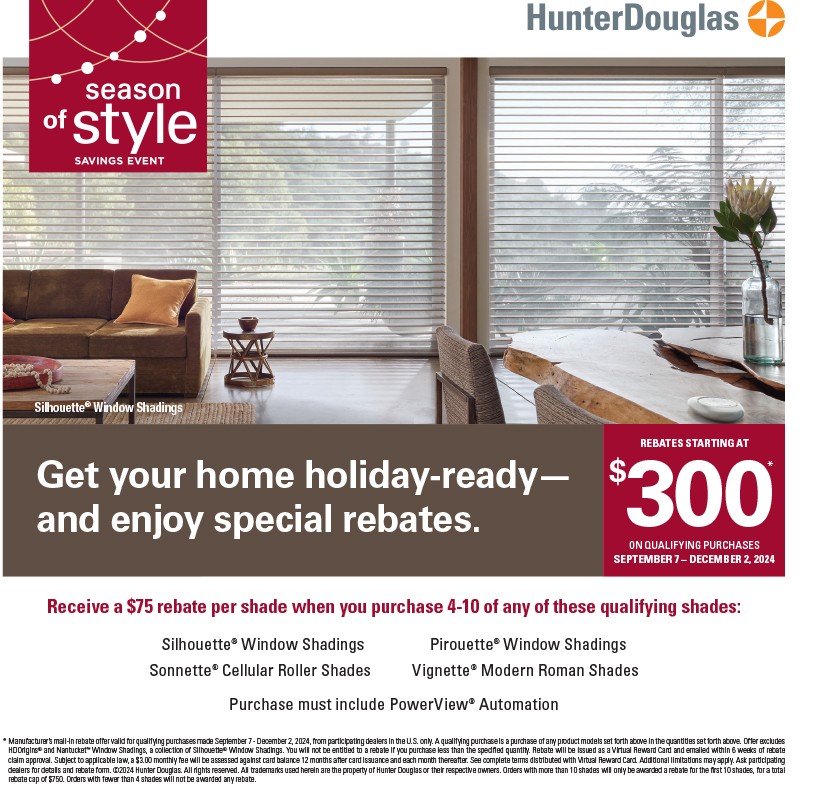 Hunter Douglas Specials - contact us for more information