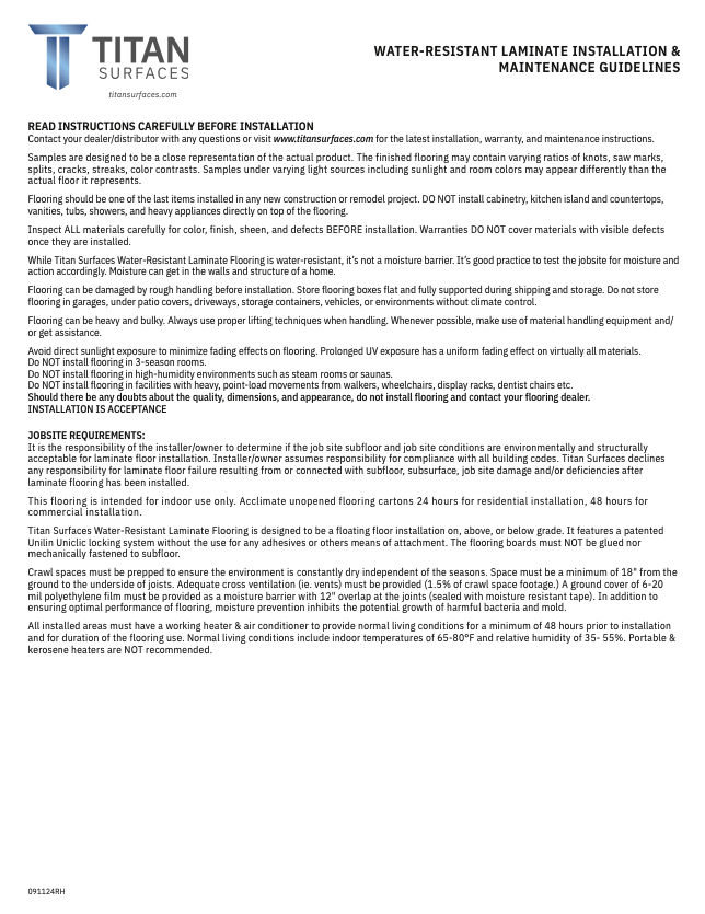 Laminate Installation & Maintenance Guide