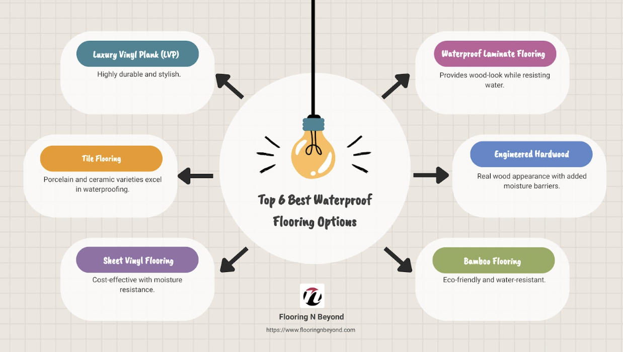 Top waterproof flooring options infographic - Best waterproof flooring options infographic brainstorm-6-items