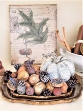 A bowl of nuts and pine conesDescription automatically generated