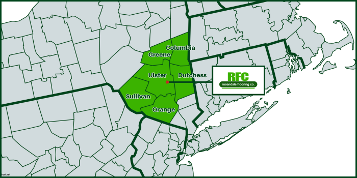 Area map of Rosendale Flooring Company