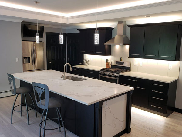 Modern Black And Quartz Kitchen in Ellsworth, ME