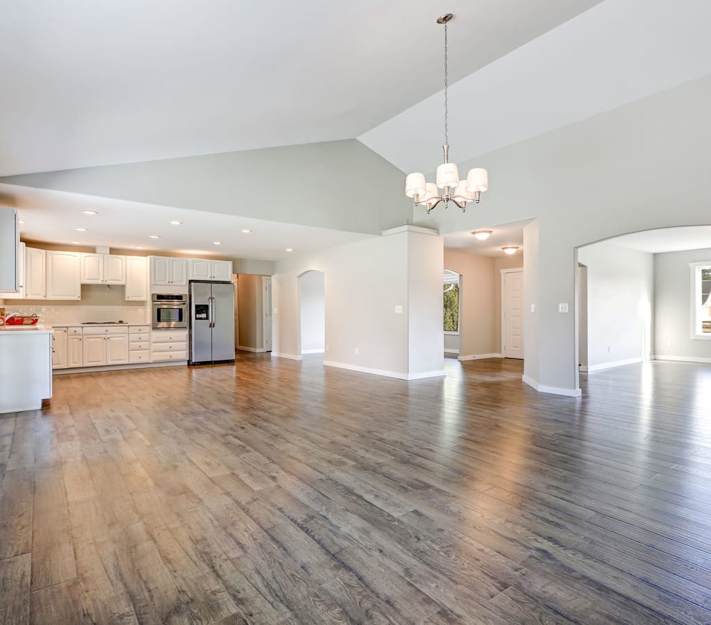 Wood-look plank flooring installed in a new Goodyear, AZ home