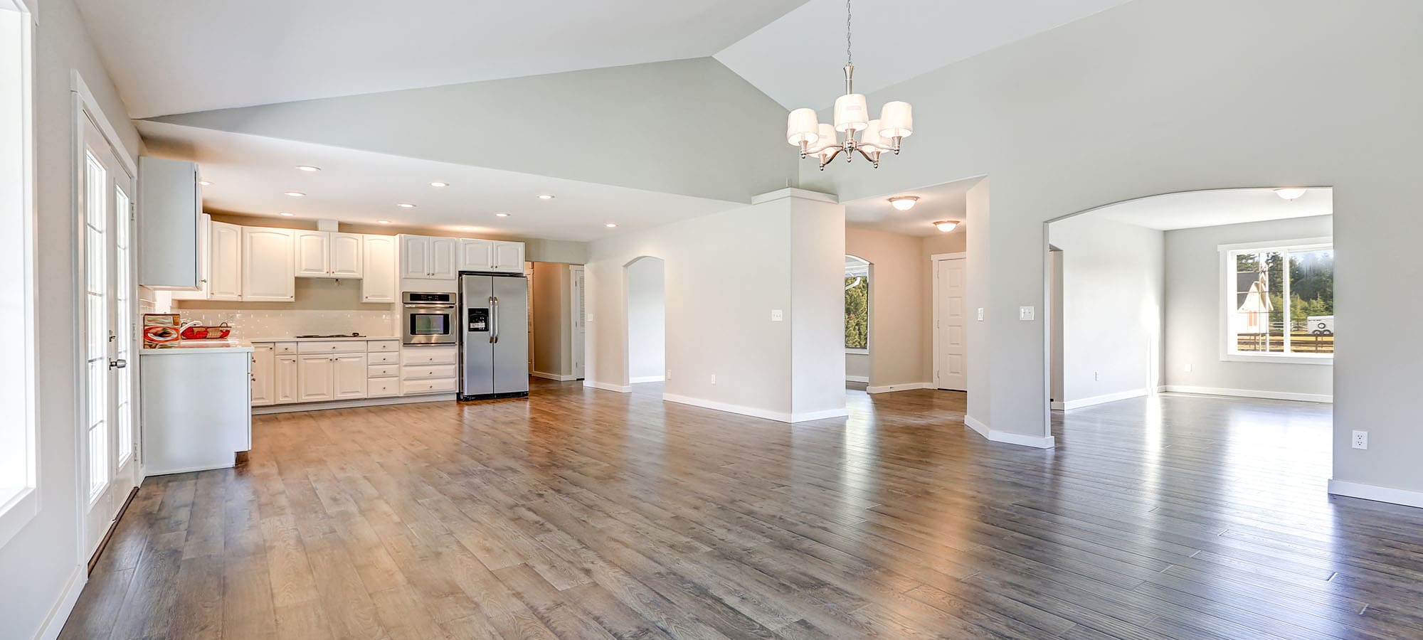 Wood-look plank flooring installed in a new Goodyear, AZ home