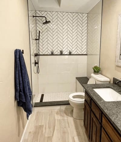 Bathroom flooring and shower tile work in Granbury, TX from Hiltons Flooring