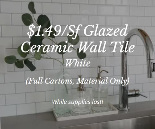 Galzed ceramic wall tile, full cartons, material only