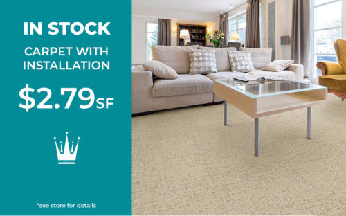 In stock carpet installation for $2.79/sf