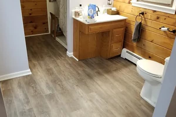 Renovated bathroom flooring from Stauffer Bros Flooring in Lancaster, PA