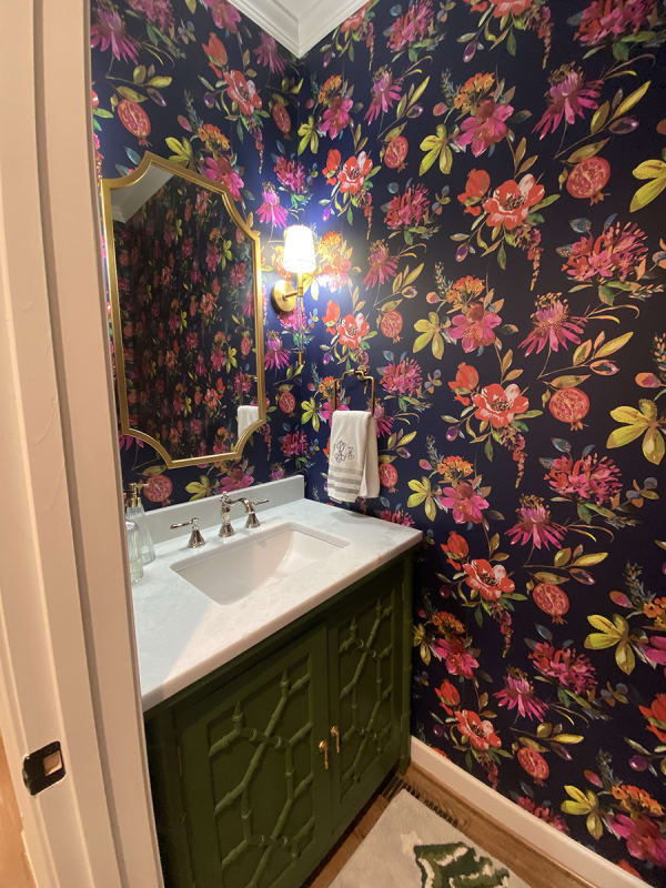 Beautiful floral bathroom design in Lillington, NC from APW Flooring & Remodeling