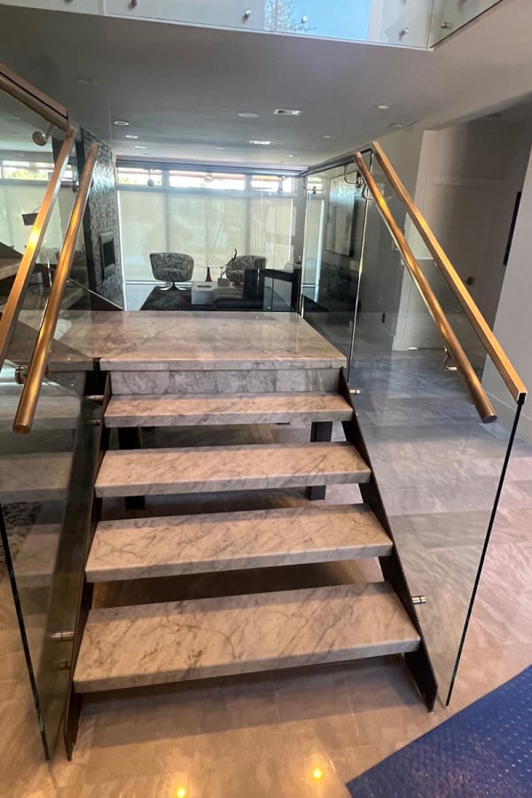 Marble Stairs in Post Ridge Dr in West Houston, TX from KATY TILE & MARBLE