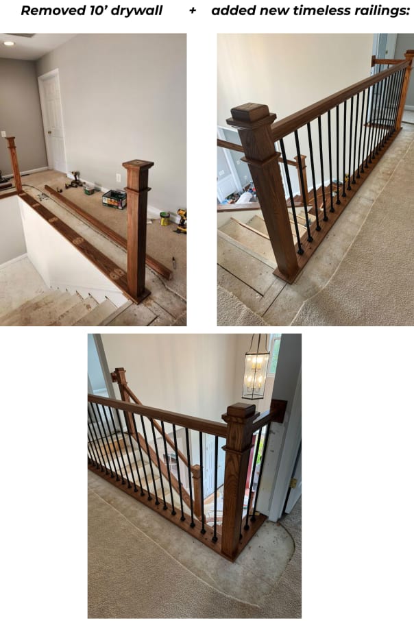 Stairs remodel before and after in Chantilly/Centreville, VA