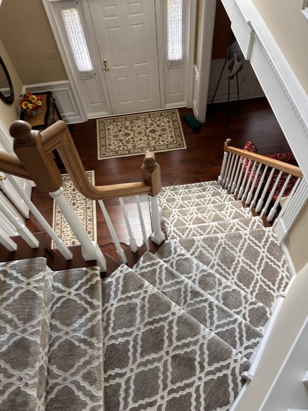 Before and after installations by Roy Lomas Carpets and Hardwoods in King of Prussia, PA