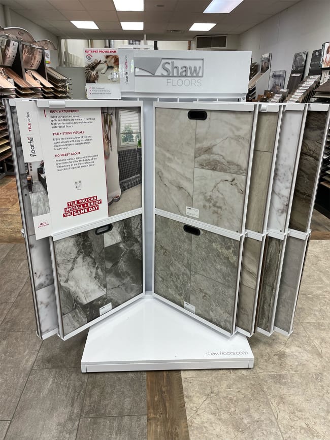 Shaw flooring display at Floorcrafters - Moline showroom in Quad Cities