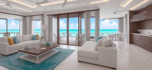 Modern Living room with tile floors