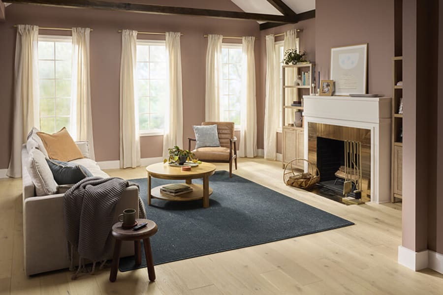 area rug in open living room