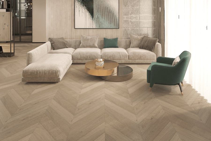 Chevron Hardwood Flooring Design in Southlake, TX from North Texas Flooring Solutions