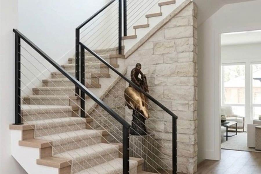 Custom stair treads in Sandy luxury home