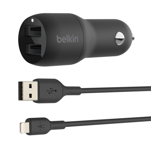 Belkin BoostCharge Dual 24W Car Charger with Lightning Cable