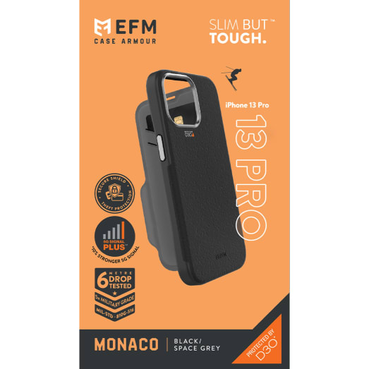 EFM Monaco Leather Wallet Case Armour with D3O 5G Signal Plus