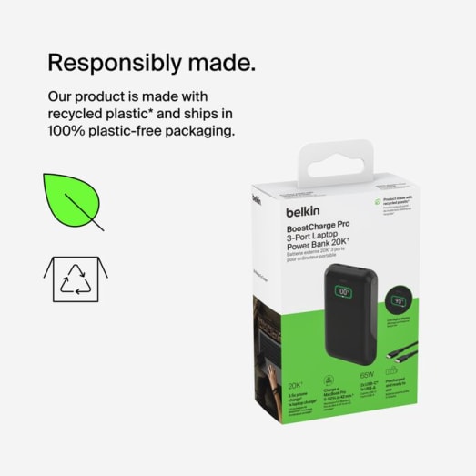 Belkin BoostCharge 65W Pro 3-Port Laptop Power Bank 