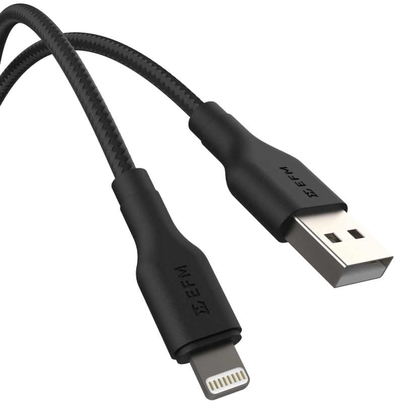 EFCAS1U993BLA - EFM USB-A to Lightning Braided Power and Data 1M Cable ...