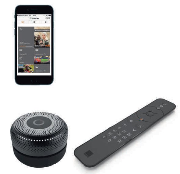Djingo can be controlled by voice, Orange remote control or via application on smartphone. (DR)