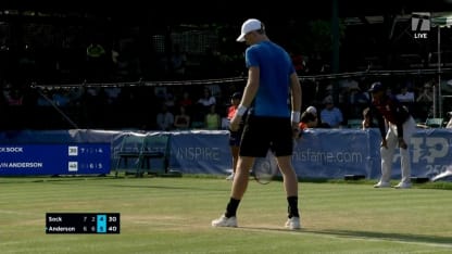 MATCH POINT:. J. Sock def. K. Anderson; Hall of Fame Open QF