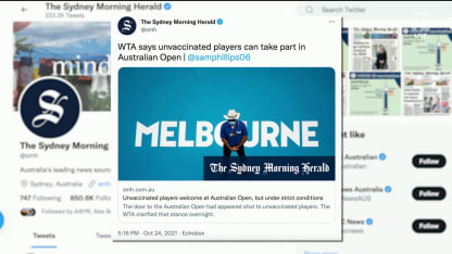 Tennis Channel Live: AO Vaccination requirements 