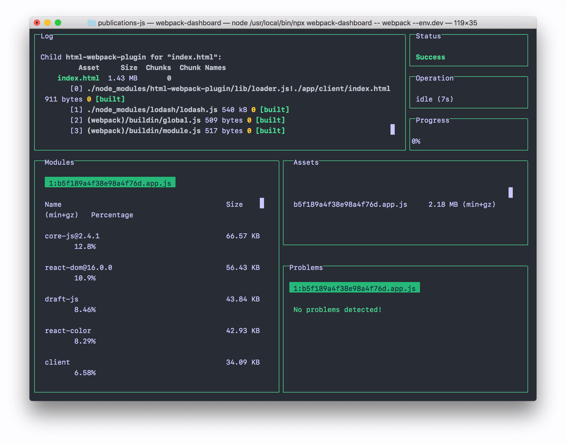 Webpack Dashboard
