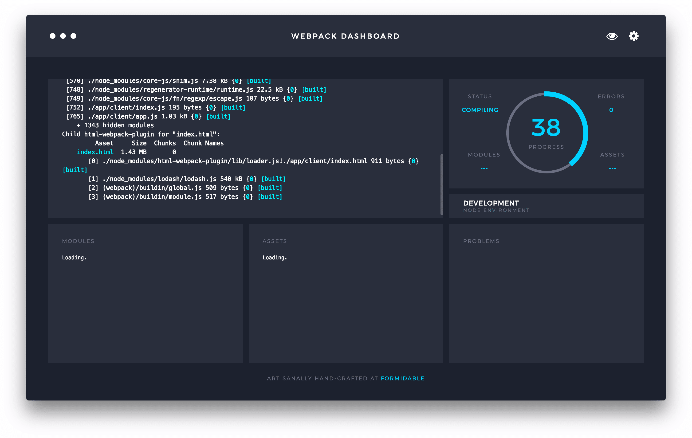 Electron Webpack Dashboard