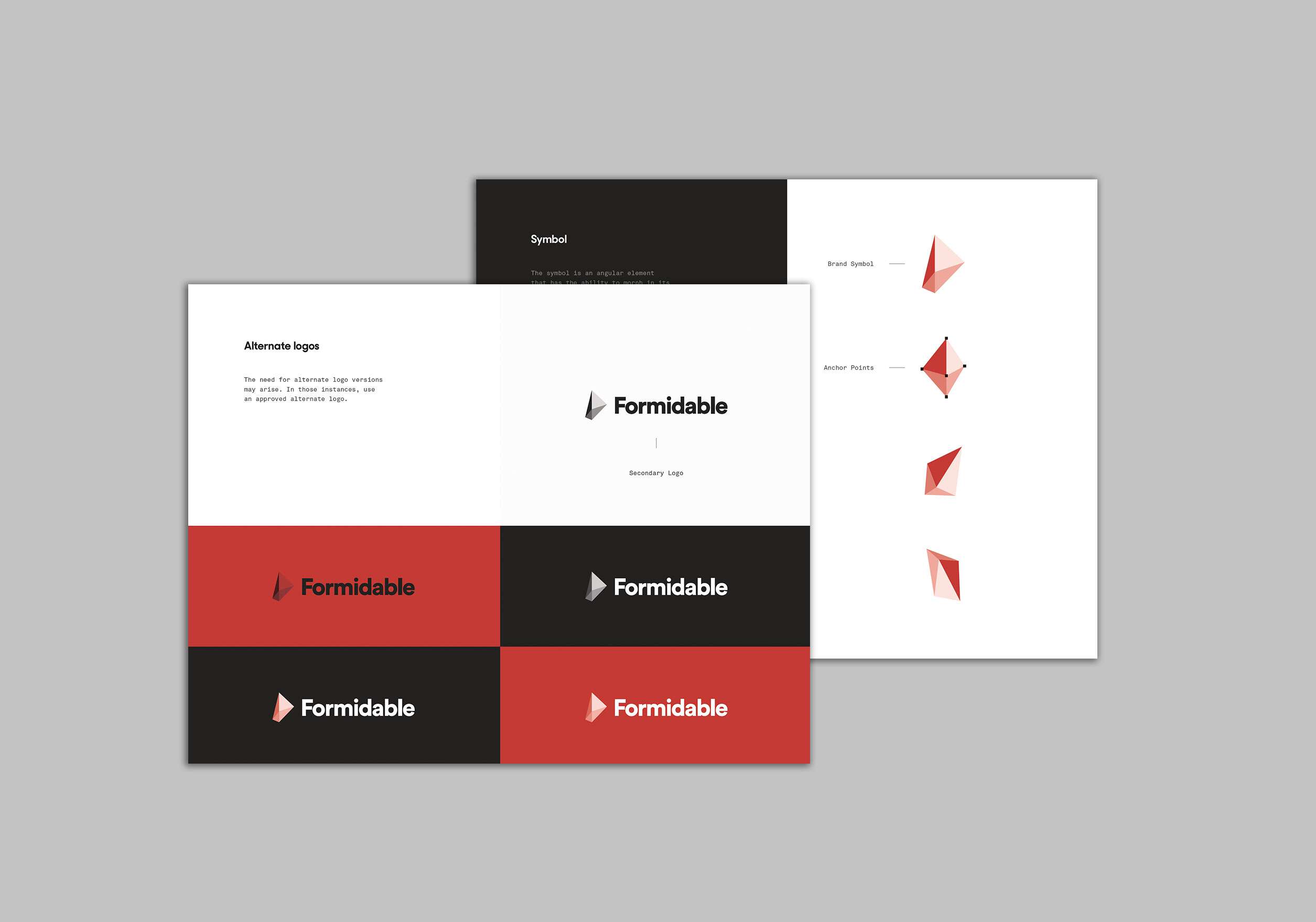 A set of different design options for Formidable logo