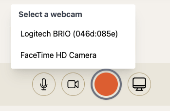 Clips webcam selection controls