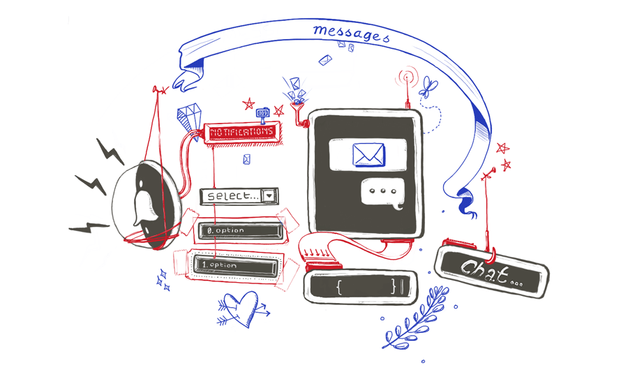 Illustration of a system involving chats and notifications