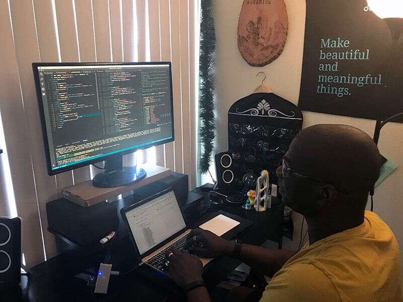 Elrey Belmonti studying for a career change into software development