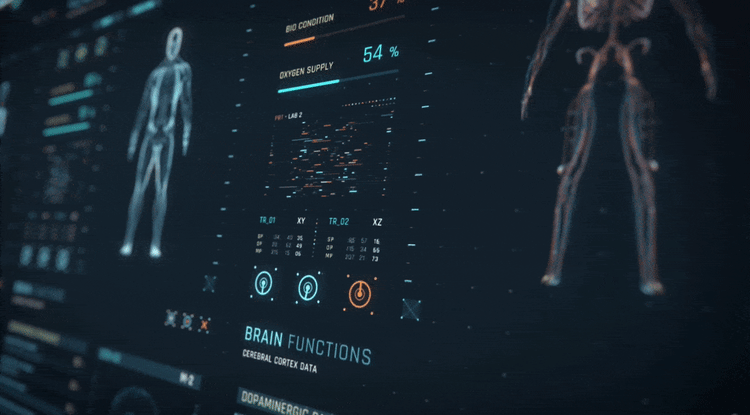 Futuristic UI with anatomical data