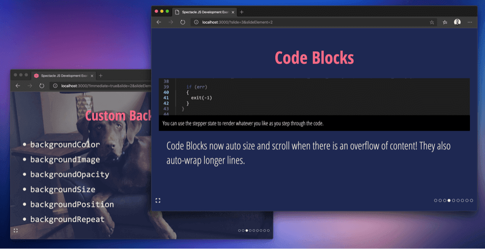 Screenshot depicting code blocks