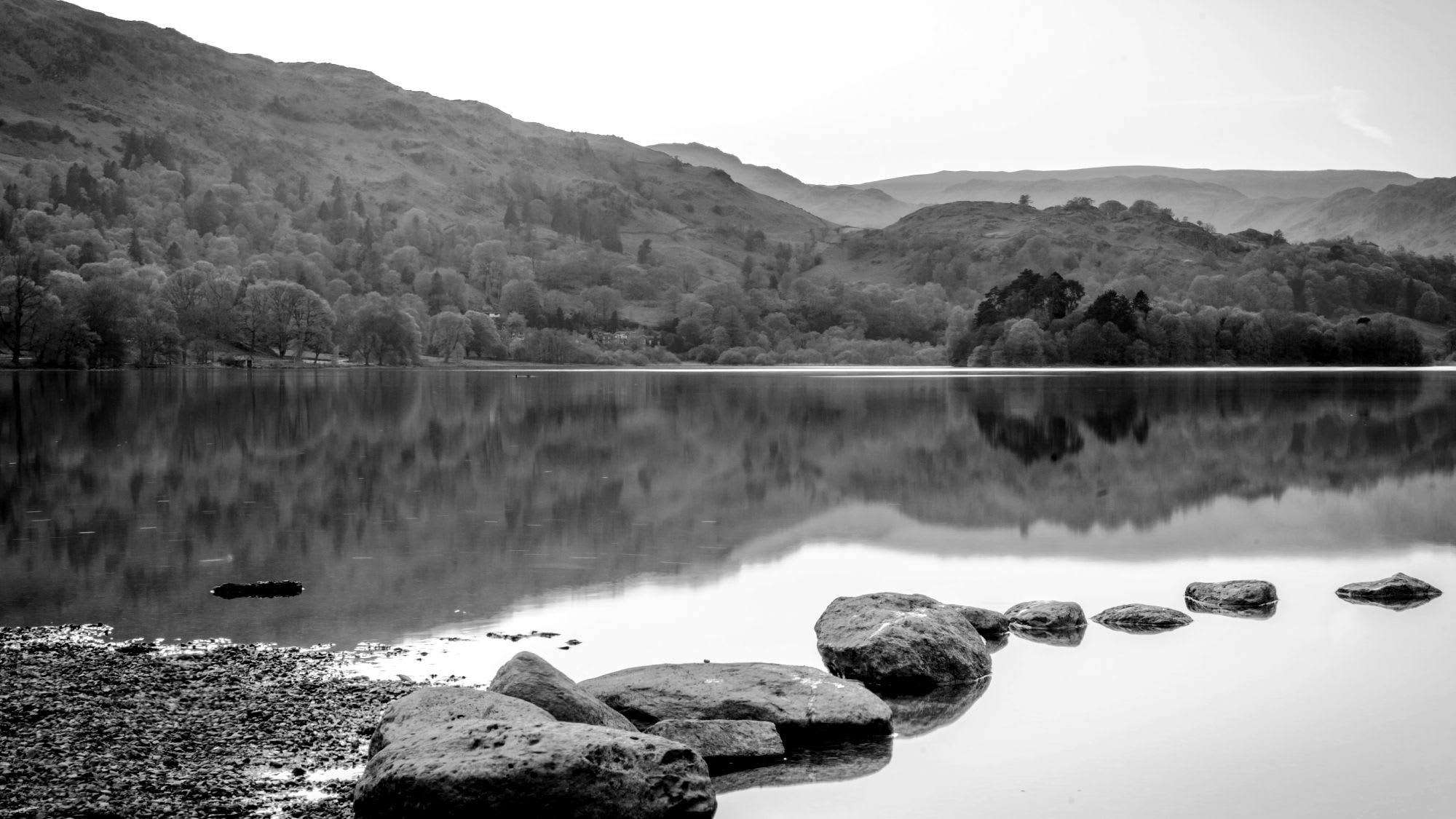 Stepping stones in a lake