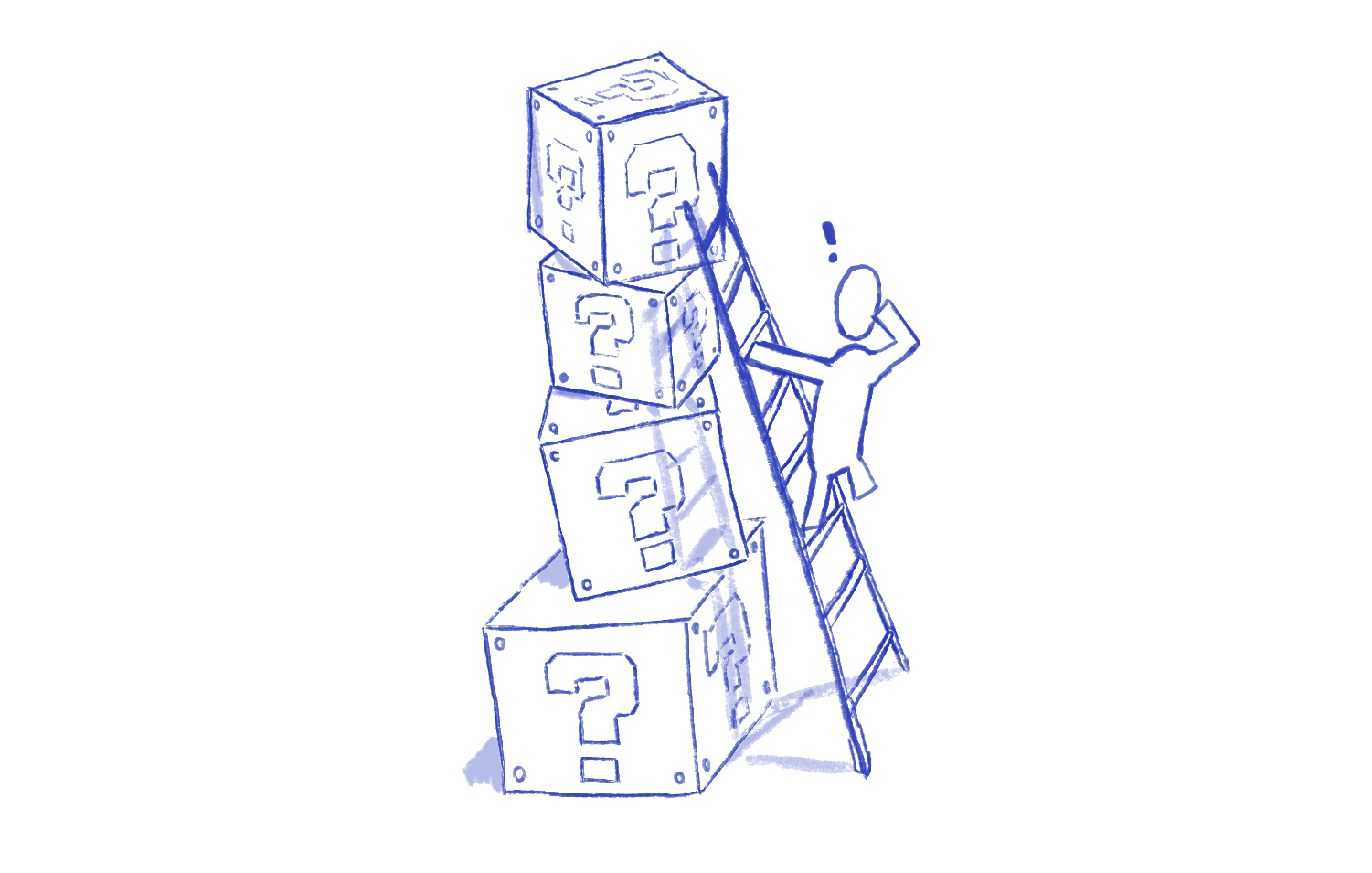 Illustration of someone climbing a ladder of questions