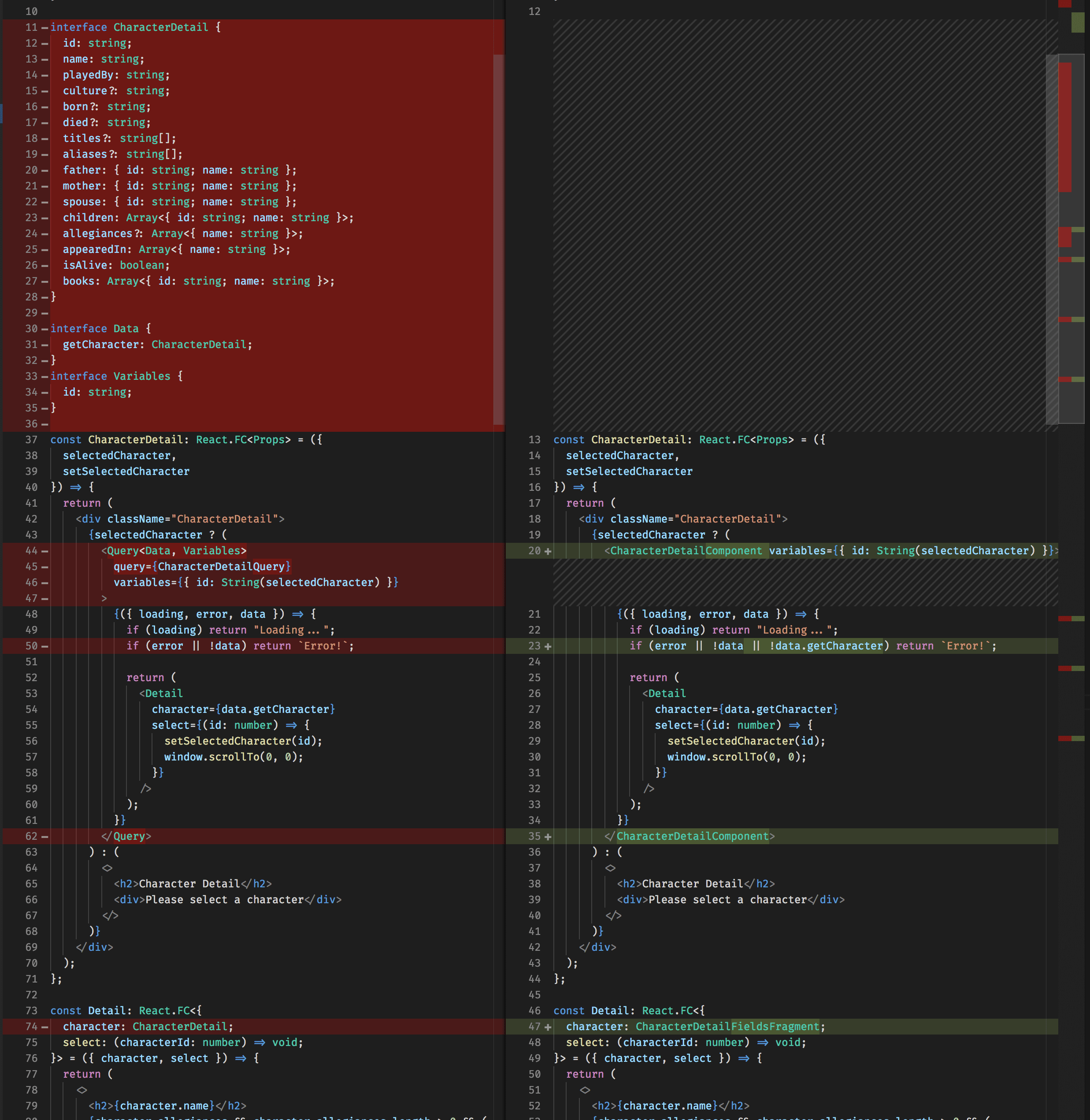 Screenshot demonstrating logic being abstracted into a component